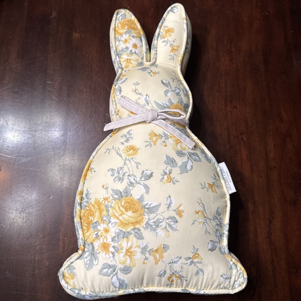 Shabby Chic by Rachel Ashwell‎ Bunny Rabbit Shaped Pillow Yellow Roses Floral